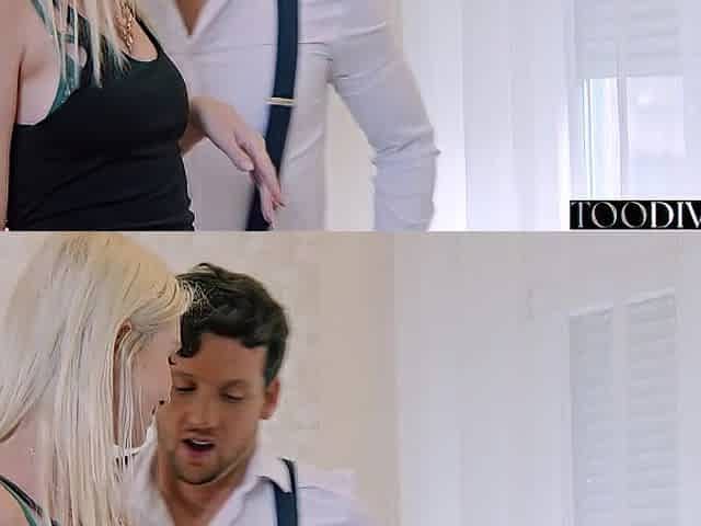 Concupiscent golden-haired demands her tailor to fuck her - Claire Roos