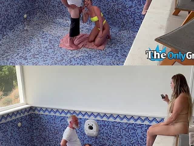 Cute bitches gives head to lucky grandpa