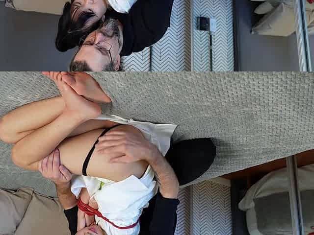 Flame Hel ties up and gags his cute Asian stepdaughter with