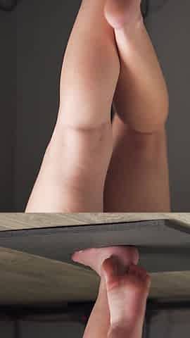 Watching Teen Calves At Standing Desk