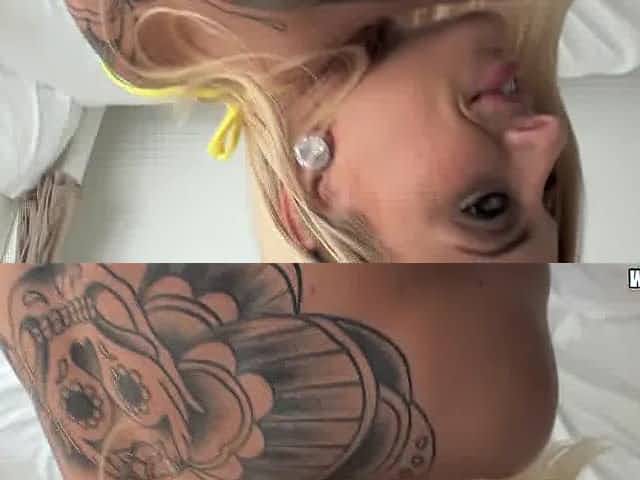 Tattooed bikini girl loves big dick anal