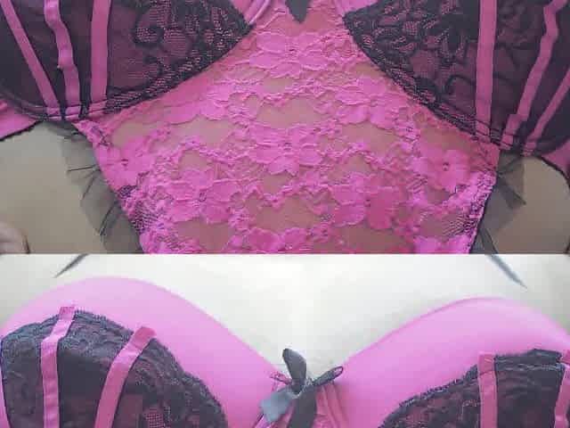 Inflated tits in a worthy pink brassiere