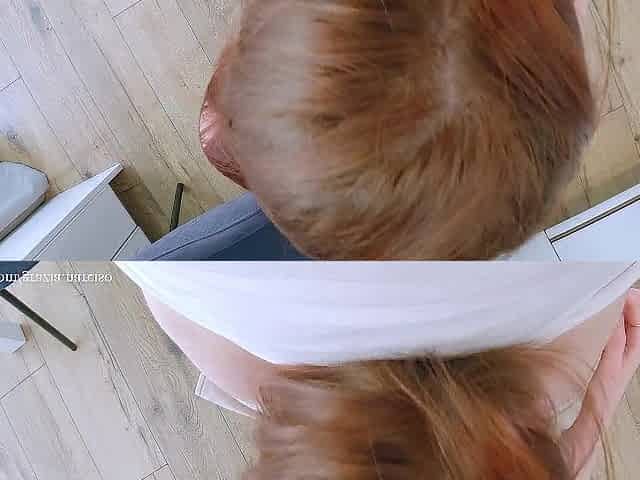 POV Redhead roommate was cleaning the kitchen out of pants.