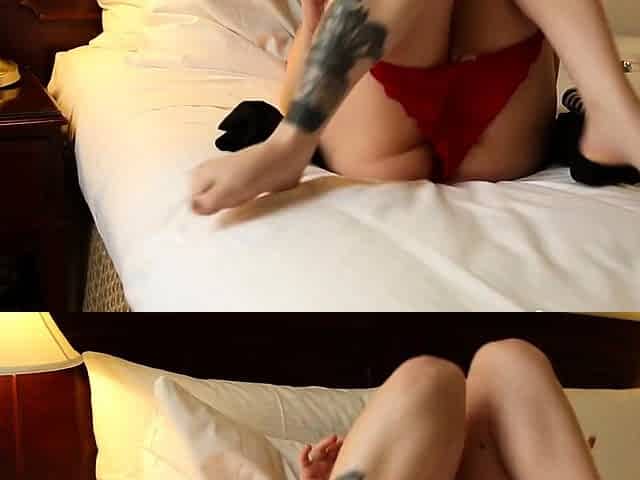 Busty hot teen goes solo