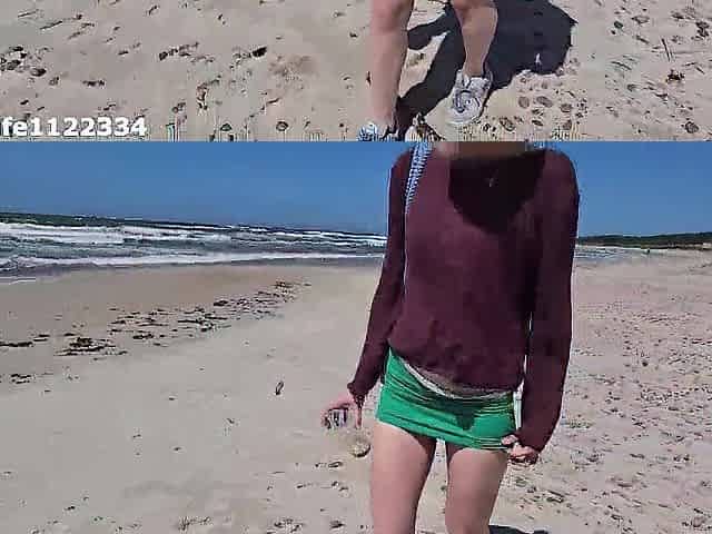 Playing with marvelous pink cunt on the beach