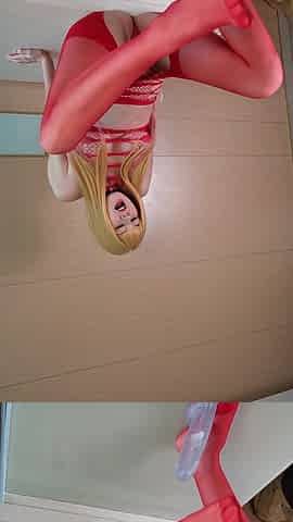 Marin Kitagawa Cosplaying Jacking off a Massive Transparent Cock with Her Feet