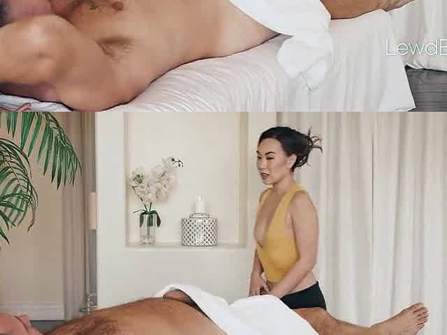 Masseuse Kimmy Kimm Gets Moist Looking At Customers Hardon