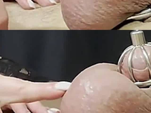 Orgasm in a Chastity Cage and Another One After Being Released