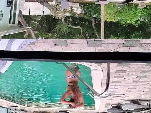 Sexy beautiful ass brunette babe outdoor solo