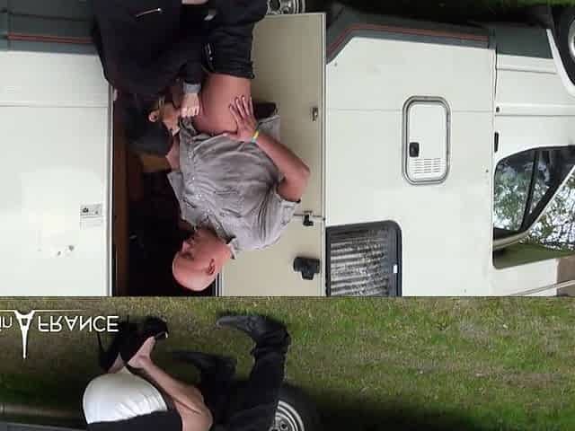 Sexy mature with small breast gets hard sodomized and jizzed in a van