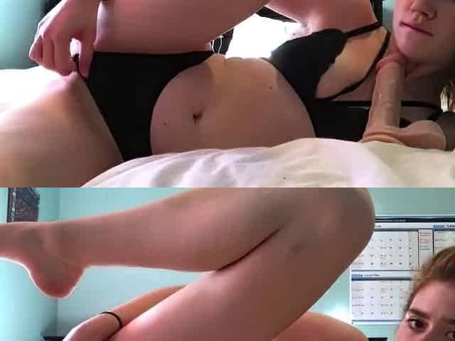 Petite Busty Babe fucks and sucks dildo for you