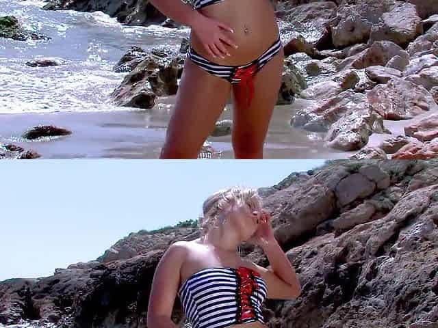 Nicole Pearl: Great Little Golden-haired Nicole Pearl Stripping by the Sea