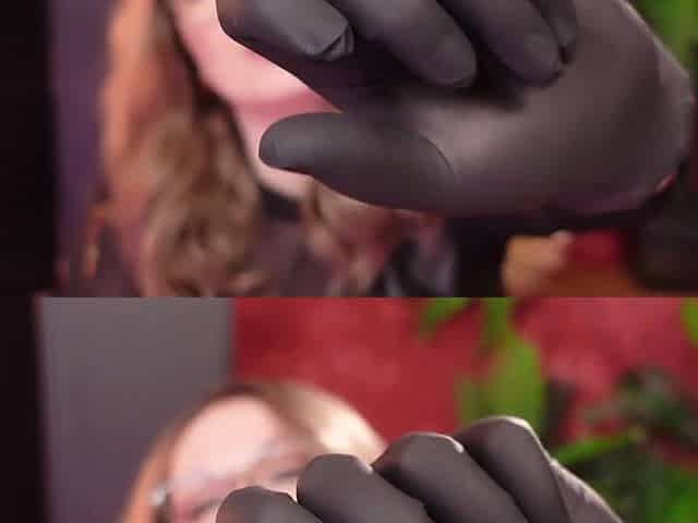 ASMR movie: medical nurse gloves with oil. Sounds triggers.