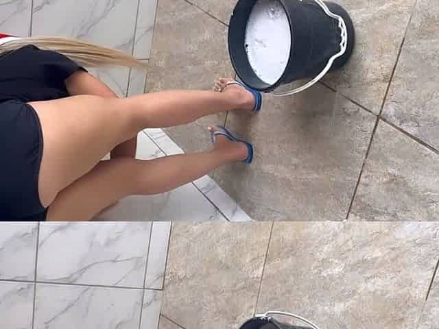 The blonde's Christmas was cleaning and taking dick while
