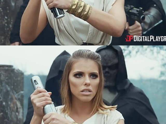 Jedi knight Adriana Chechik is fucked by several guys in sith masks