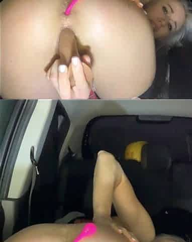 Stream Live in the Car Black Stockings and Mini Skirt