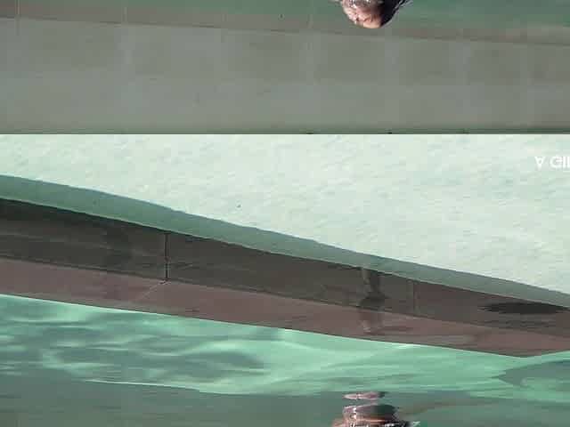 Alluring brunette explores passionate lesbian poolside play with intense adventure desire