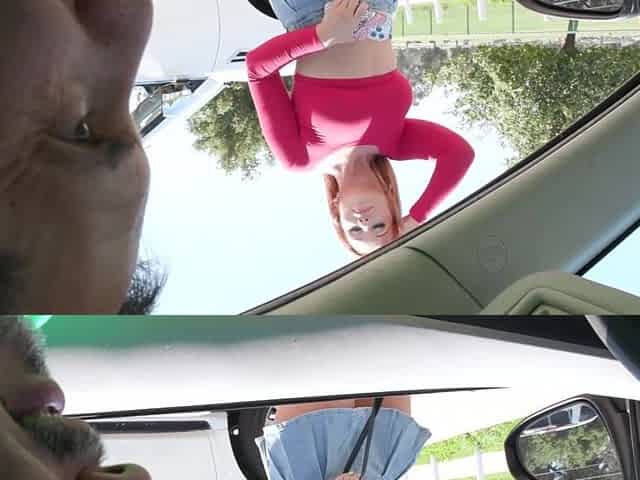 Redhead slut Madison Morgan fucked hard by Tommy Pistol in the car