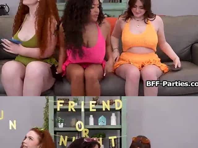 Curvy interracial threesome having joy game and dick sharing party