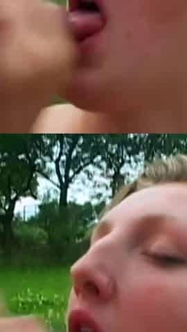 Blonde girl fucking on the field