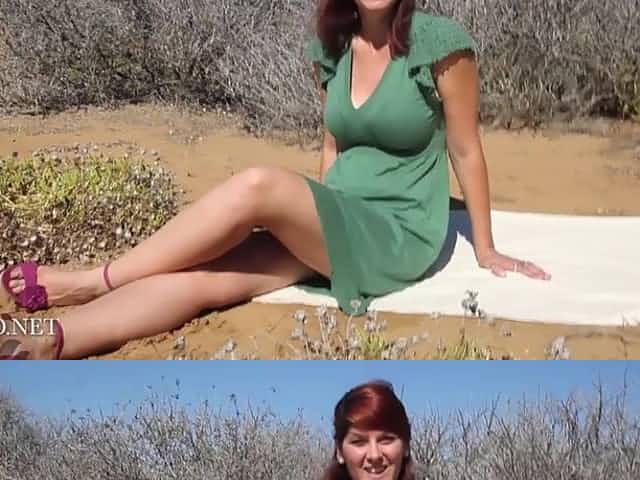 Redhead mom - Outdoor Interview - Big natural tits