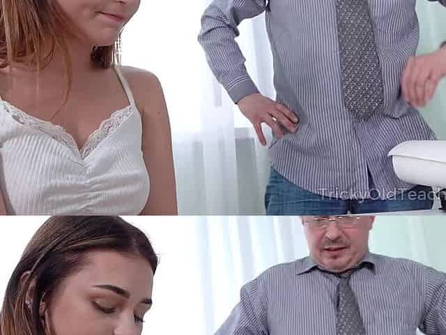 Tricky Old Teacher - Gal gets extra lesson and climax
