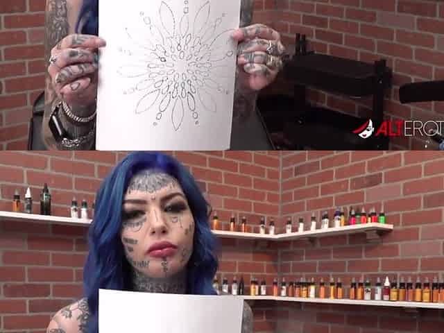 Amber Luke gets a dark hole tattoo and a priceless banging