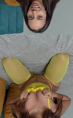 Masturbation with a Yellow Vibrator in Yellow Lingerie