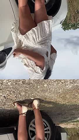 White Dress in the Wind - Teasing Legs, Ass & a Naughty Peek