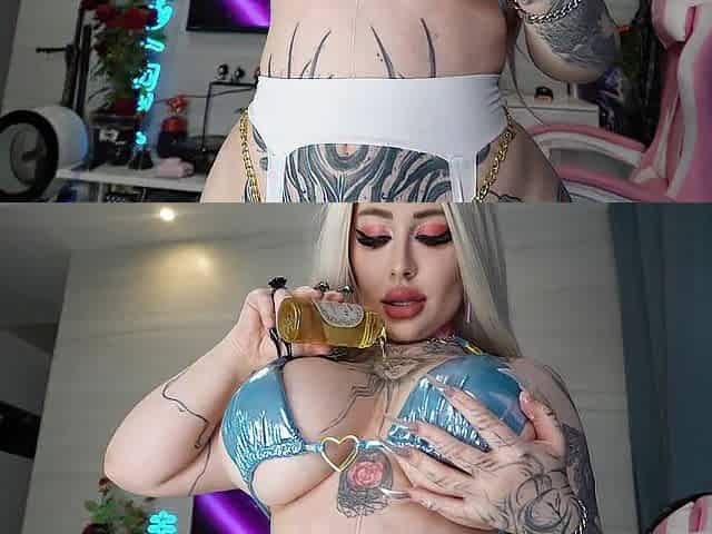 Breasty Bimbo Bitch Oils Herself Up And Jumps On Rod