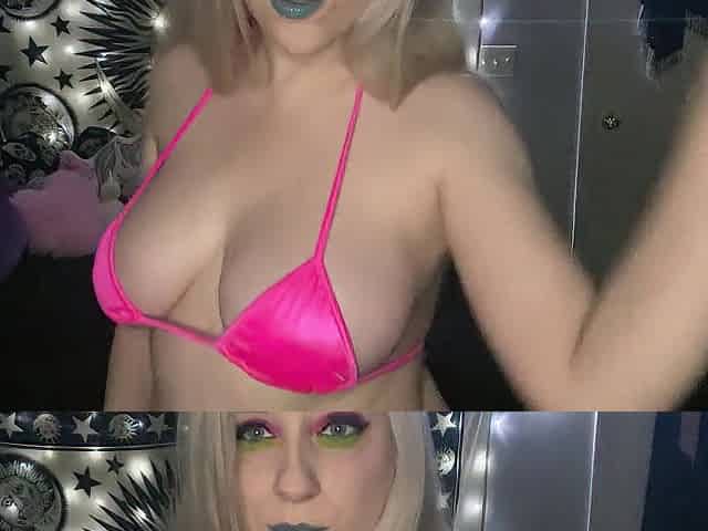 Curvy Blond with Large Bazookas in Micro Bikini Dances & Teases