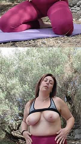 34-year-old Busty Chubby MILF Doing Yoga and Masturbating in Public Park