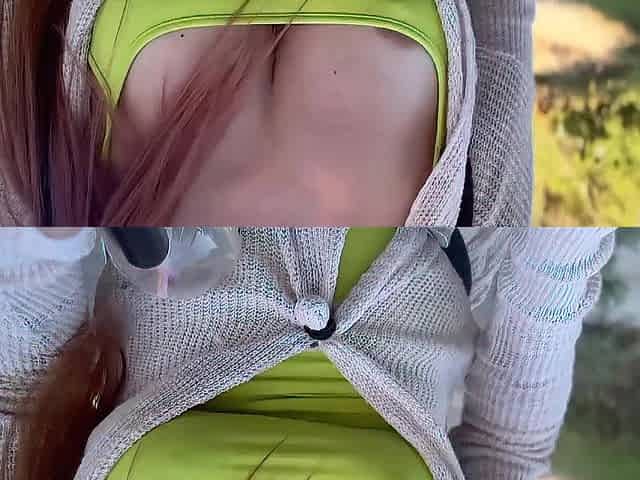 Italian Stepmom Artemisia Love Solo Strolling outdoor Large moist bazookas close up camera