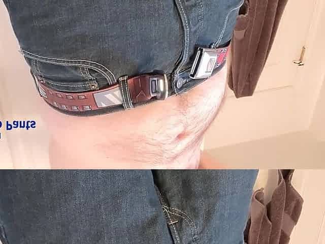 Stripping and cumming twice in sheer purple belt