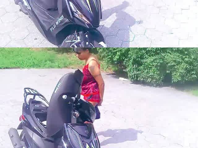 MOTORCYLE FEMALE Teasing In Public Doing Yoga Stretching And Greater amount Park