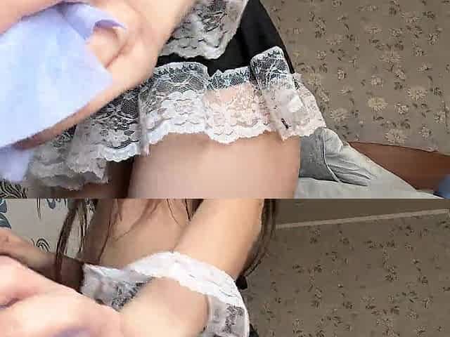 The hot maid got lewd whilst cleaning, talking