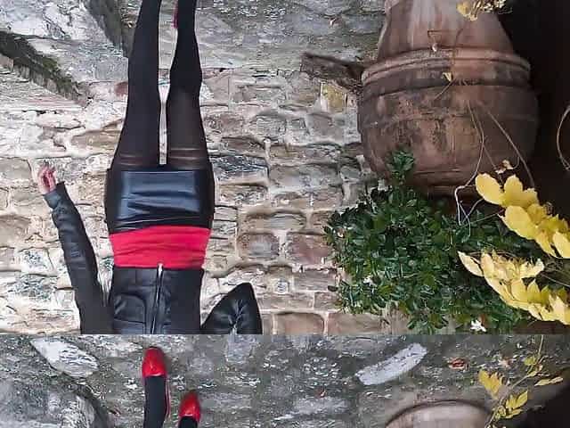 My wife's gorgeous legs. Compilation of high heels, hose and microskirt