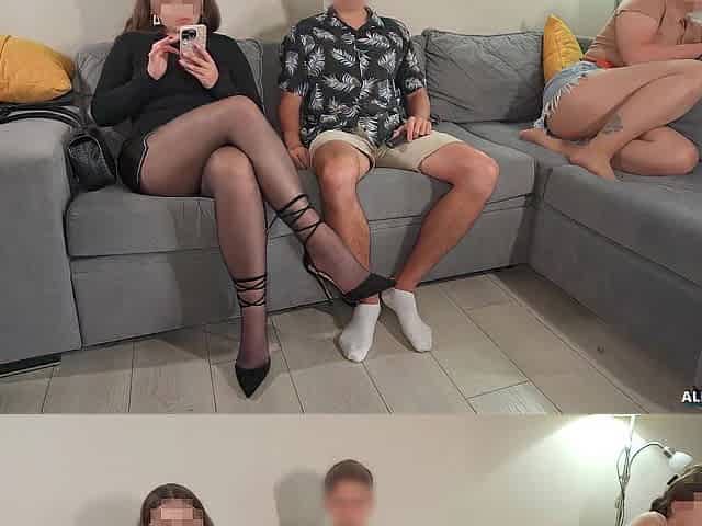 Wife Did Not Notice How Her Friend Handjob To Her Husband