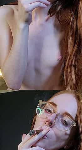Petite amateur redheaded teen pisses and sucks cock
