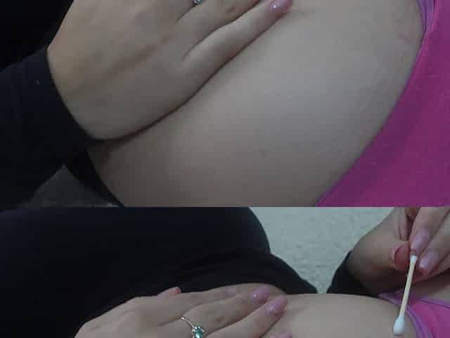 Latina Stepsister Cleaning Belly Button with a Cotton Swab and Then After Cleaning It She Starts Playing with Her Belly