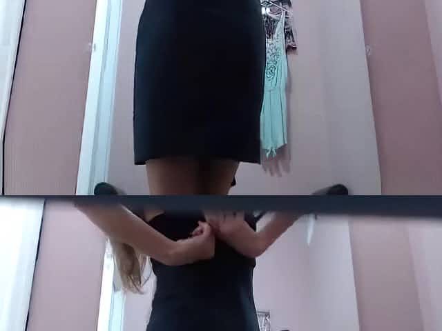 hot teen latina in private dressing room bent over in front of camera