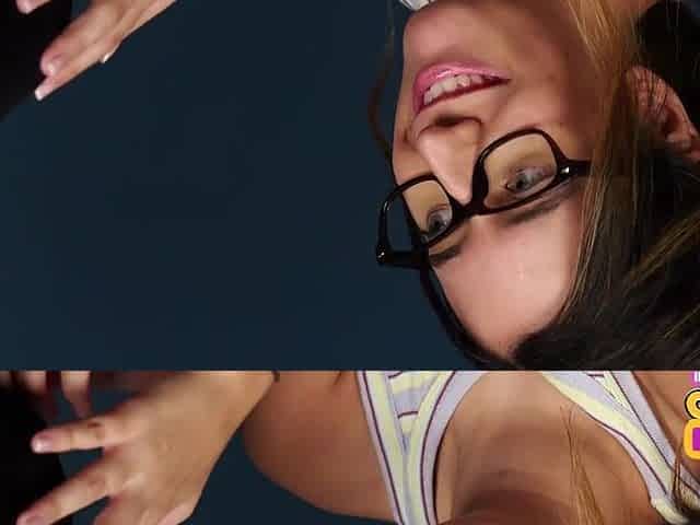 Glasses cutie CFNM cocksucking to lover