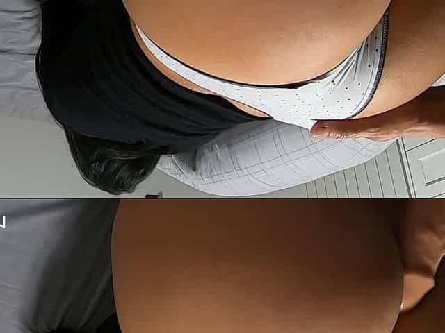 Stepmom with a Huge Ass Does an Ass Job to a Big Cock Until He Cums Inside Her Panties