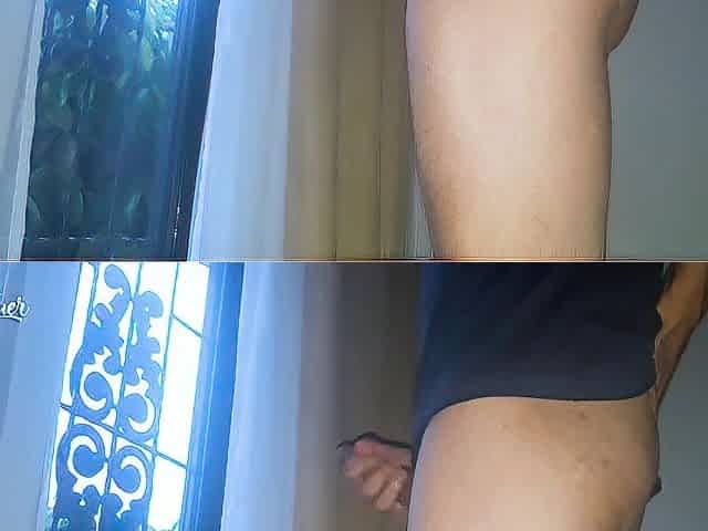Masturbating my soaked knob at the window and nearly got caught by the neighbour