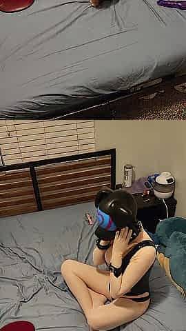 Doll disciplined in pup drone hood!