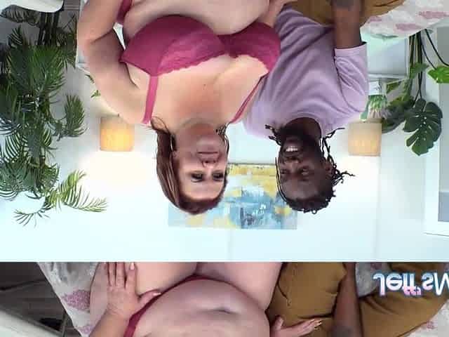 Corpulent Aged Lady Lynn Perfectly Handles a Ebony Wang