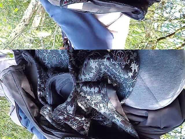 Ebony Costume, Teat Clamps, and Buttplug Play Outside