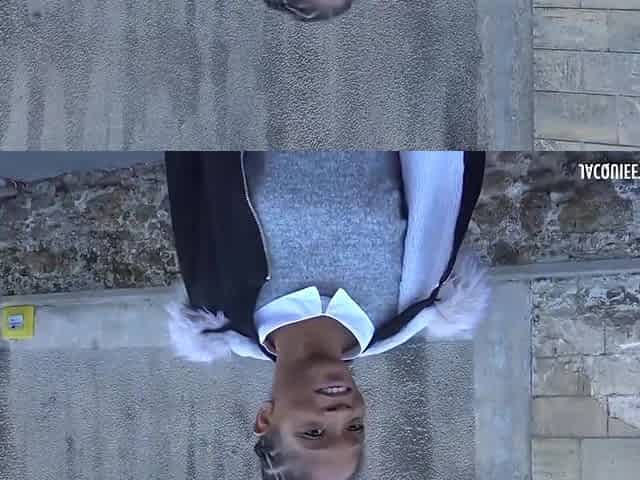 Sexy, black babe, Imani is wearing stockings and high heels while getting fucked from the back