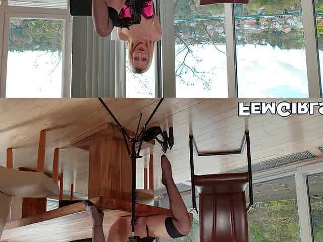 Naughty blonde Daruma Rai does a video stream of her fingering herself