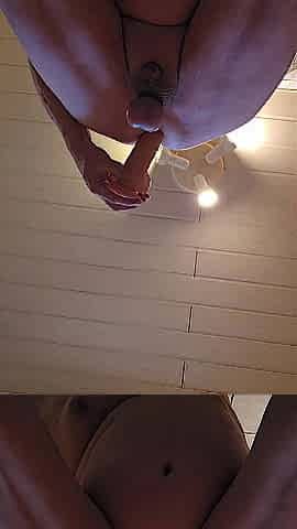 Chubby nude sissy takes double